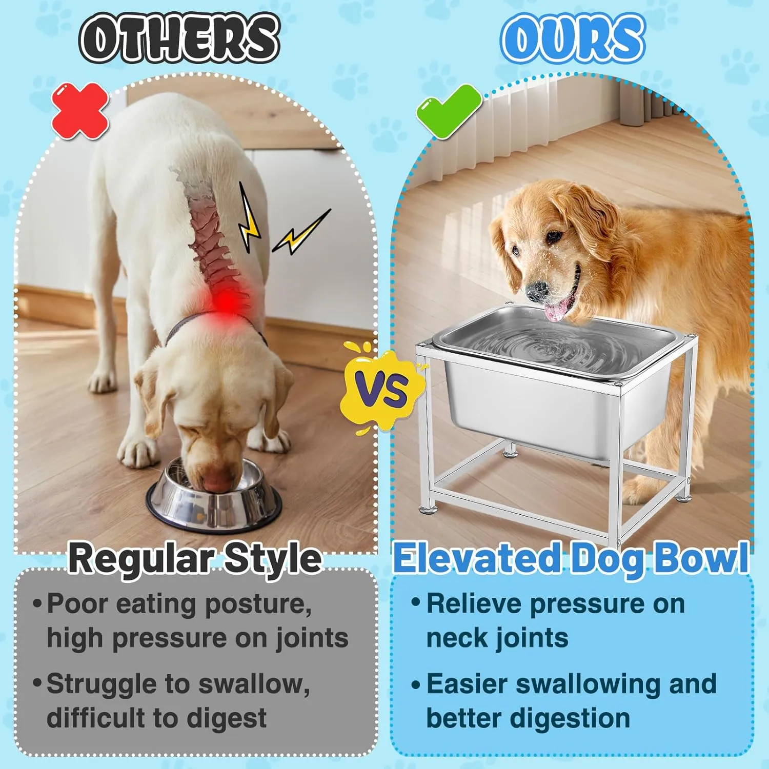 3 Gallons Elevated Dog Water Bowl - 11.5'' H Sturdy Stainless Steel Raised Dog Bowl with Stand for Extra Large Dogs Relief Joint Pressure, Easy to Clean Assemble for Indoor Outdoor