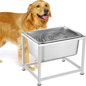 3 Gallons Elevated Dog Water Bowl - 11.5'' H Sturdy Stainless Steel Raised Dog Bowl with Stand for Extra Large Dogs Relief Joint Pressure, Easy to Clean Assemble for Indoor Outdoor