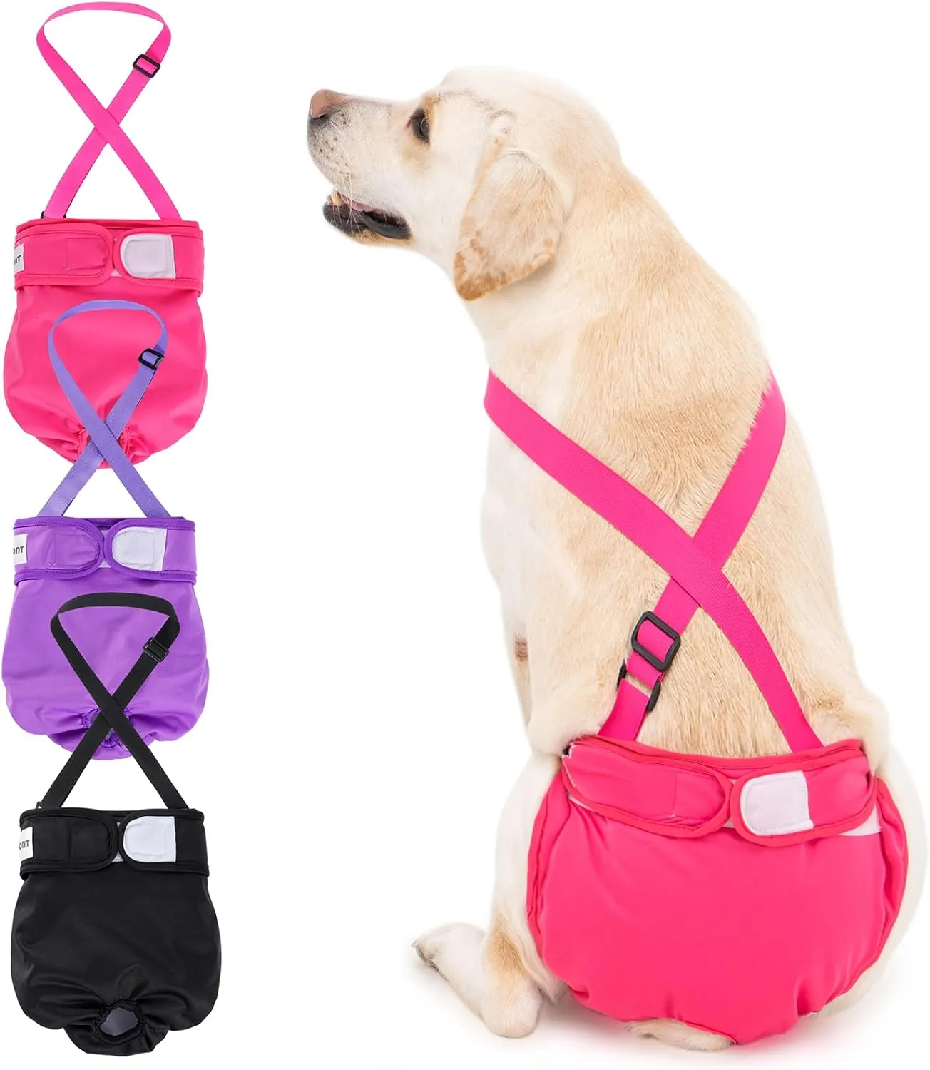 3 Pack Avont Washable Female Dog Diaper with Suspender, Reusable Girl Doggie Diapers for Small Medium Large Doggy in Heat Cycle Period Incontinence -L