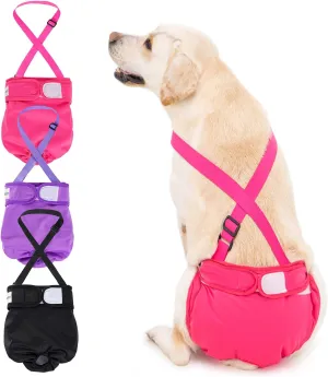 3 Pack Avont Washable Female Dog Diaper with Suspender, Reusable Girl Doggie Diapers for Small Medium Large Doggy in Heat Cycle Period Incontinence -L