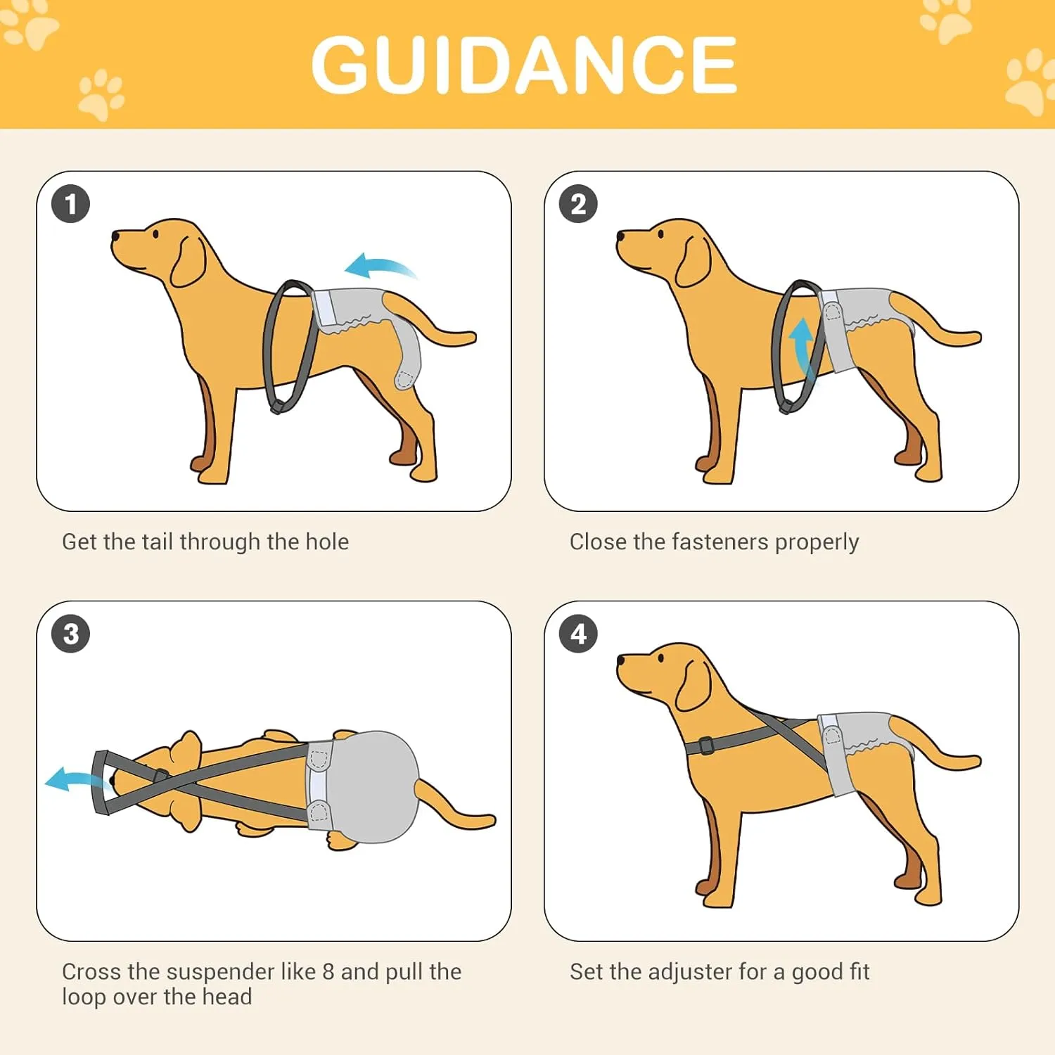 3 Pack Avont Washable Female Dog Diaper with Suspender, Reusable Girl Doggie Diapers for Small Medium Large Doggy in Heat Cycle Period Incontinence -L
