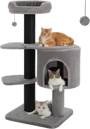 50-Inch Heavy-Duty Cat Tree for Large Cats - Sturdy Cat Tower with Extra-Thick Scratching Posts (4.3), Spacious Condo, 2-Layer Baseboard - Supports Maine Coon & Big Cats up to 16 lbs, Black