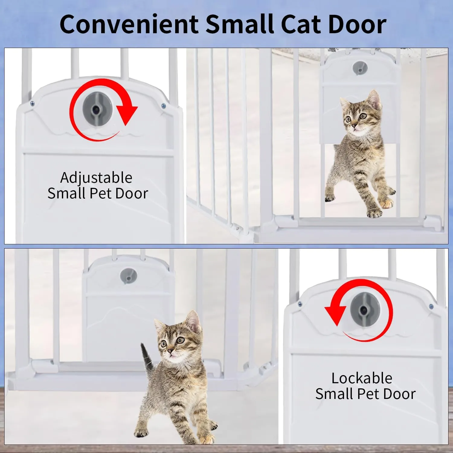 57.48" Extra Wide Baby Gate with Cat Door, Auto Close Pet Gates Dog Gate, Hardware Mounted Walk Through Swing Safety Baby Gates for Stairs, Doorways, Kitchen, House, 30" Tall, 2 Panels