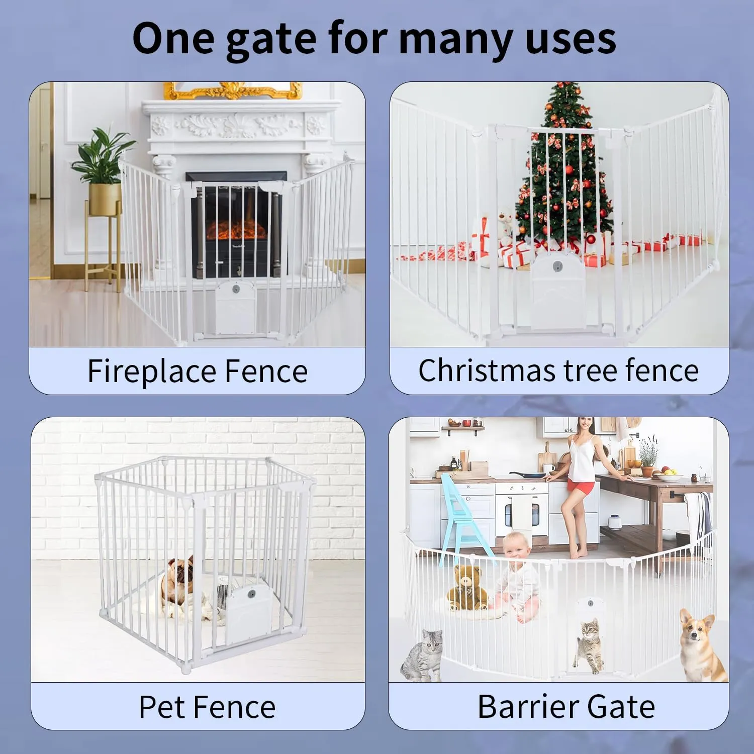 57.48" Extra Wide Baby Gate with Cat Door, Auto Close Pet Gates Dog Gate, Hardware Mounted Walk Through Swing Safety Baby Gates for Stairs, Doorways, Kitchen, House, 30" Tall, 2 Panels