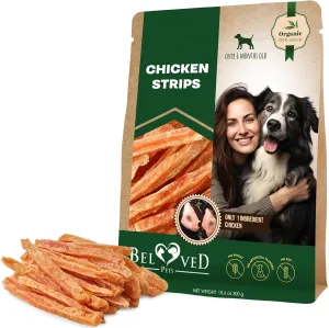 Beloved Pets Dog Treats Chicken Jerky Strips 11 oz - Human Grade Meat Sticks - Natural Pet Dried Snacks Rawhide - Free - Long Lasting Chews for Large & Small Dogs - Best for Training & Healthy Teeth