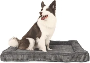 Dog Crate Bed for Large, Medium Dog, Washable Dogs Bed for Crate with Bolster, Pet Beds for Large Sized Dogs with Removable Cover and Non Skid Bottom, 36 x 23, Gray