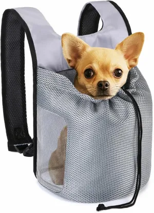 Dog Front Backpack Carrier Cat Carrier Pet Travel Carriers for Small Dogs and Cats Puppy Kitten Travel Backpack Lightweight Doggy Backpack,Ventilated Mesh(Gray)