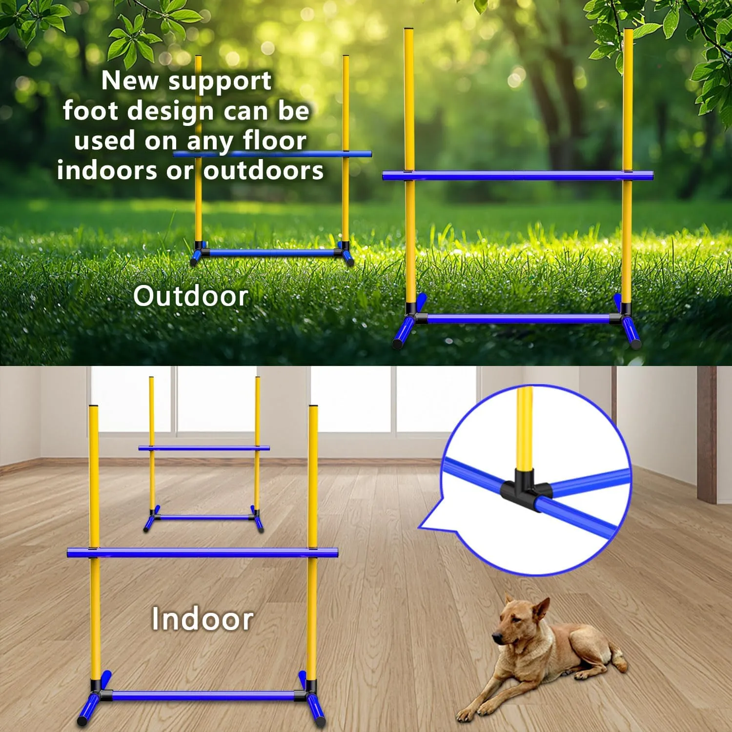 Dog Jumps Agility Equipment with Adjustable Height Jump Bars Adjustable Dog Agility Jumps with Carry Bag Exercise Dog Jumping Hurdles for Outdoor Indoor Dog Agility Course Game (4 Pack)