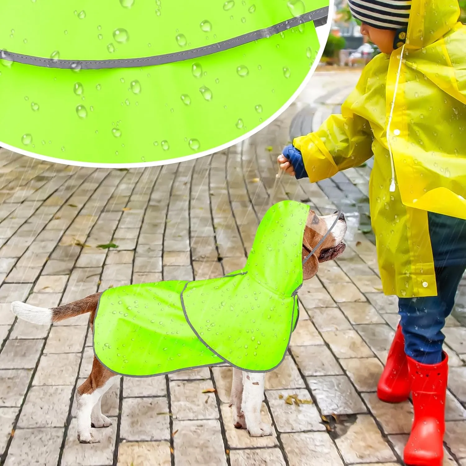 Dog Raincoat- BSEEN Waterproof Dog Rain Jacket - Lightweight Pet Rain Coats - Reflective Puppy Rainwear Hooded Doggy Poncho Slicker for Walking& Camping (Green, Small)