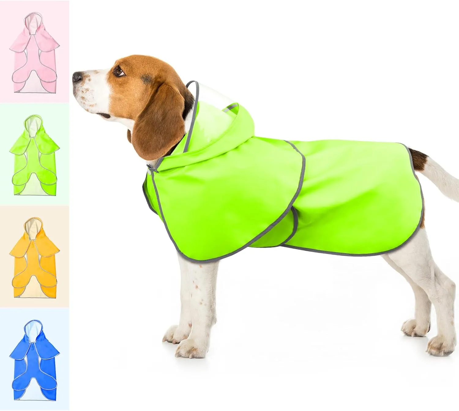 Dog Raincoat- BSEEN Waterproof Dog Rain Jacket - Lightweight Pet Rain Coats - Reflective Puppy Rainwear Hooded Doggy Poncho Slicker for Walking& Camping (Green, Small)