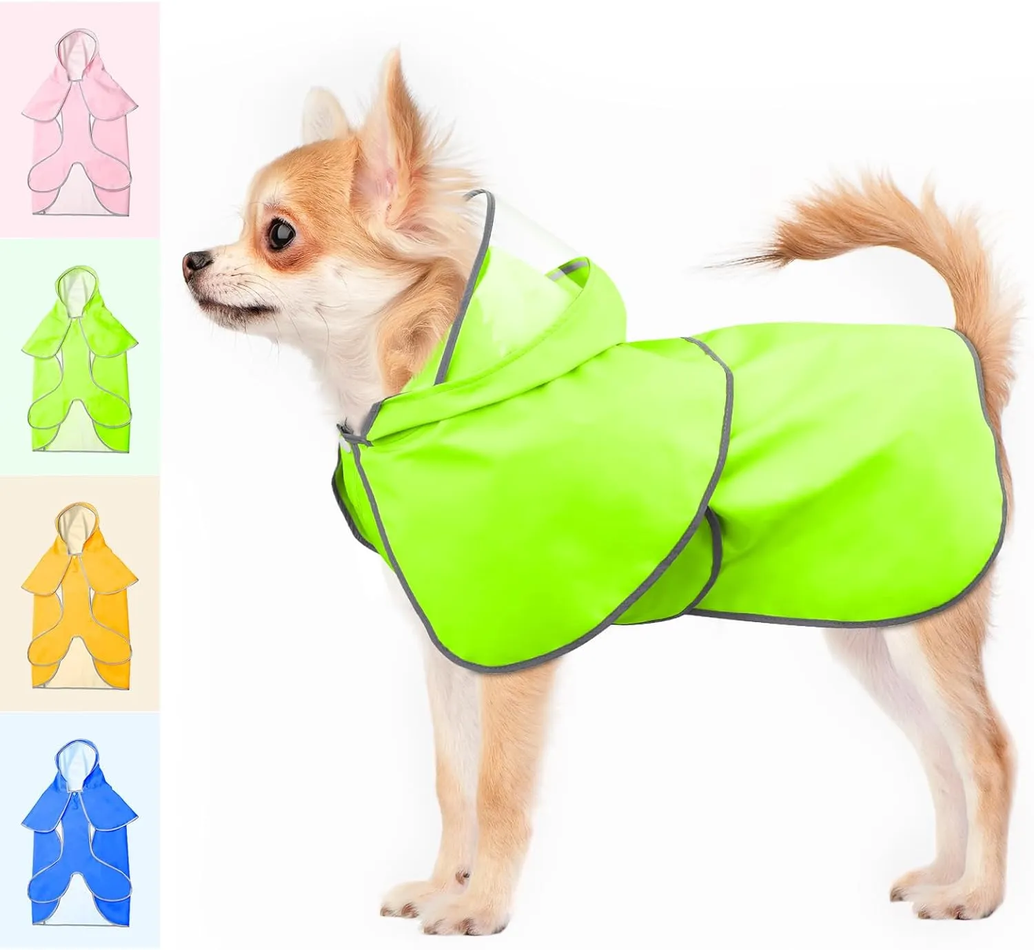 Dog Raincoat- BSEEN Waterproof Dog Rain Jacket - Lightweight Pet Rain Coats - Reflective Puppy Rainwear Hooded Doggy Poncho Slicker for Walking& Camping (Green, Small)