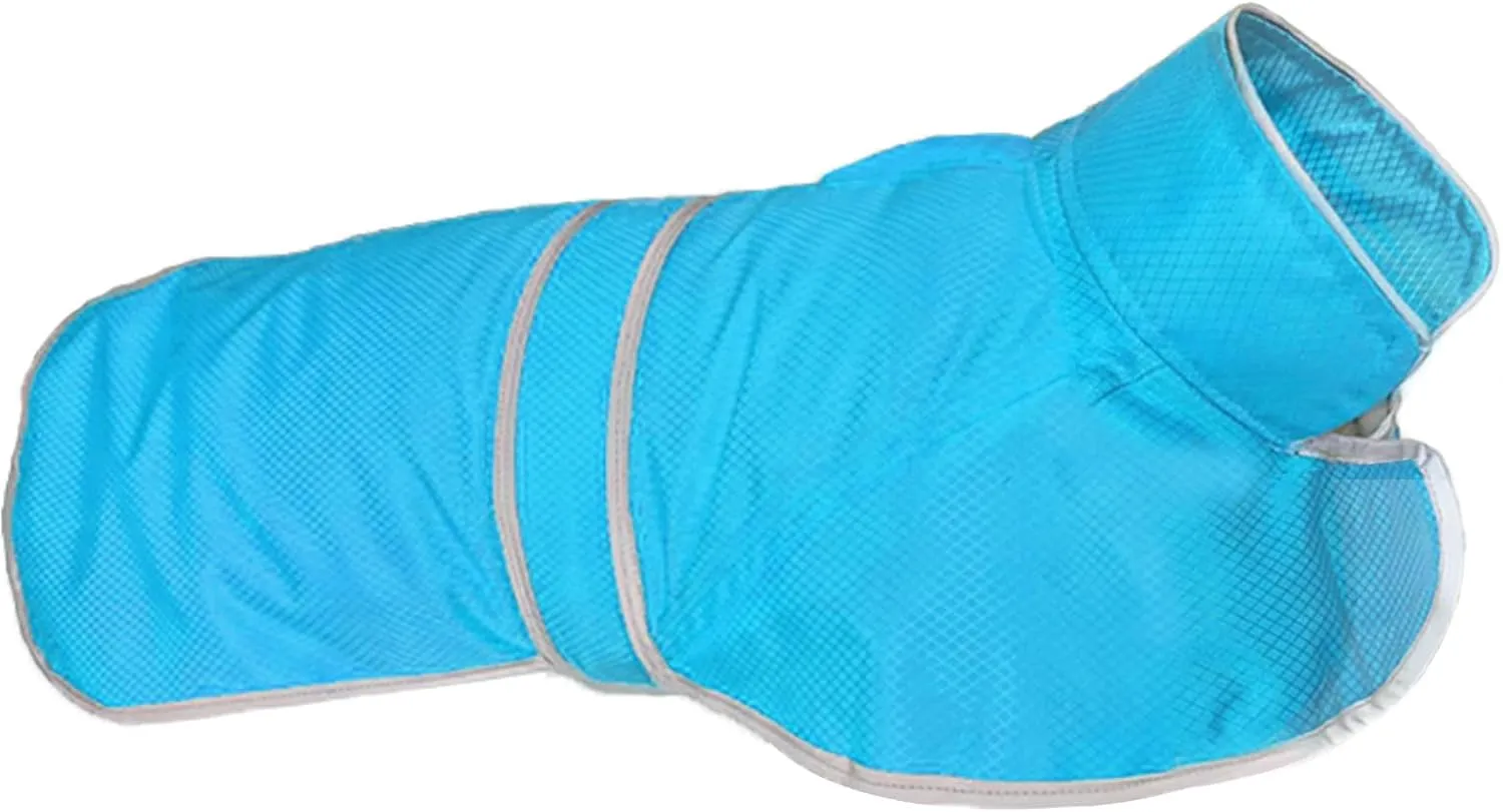 Dog Raincoat| Waterproof Adjustable & Lightweight Dog Jacket with Reflective Strips| Easy Step-in Closure for All-Weather| Fits Small Medium Large Dogs(Blue,Large)