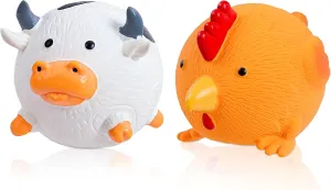 Dog Toys Squeaky, Interactive Latex Rubber Cute Animal Pet Toy Pack Squeak Balls for Puppy Small Medium Breed Dogs