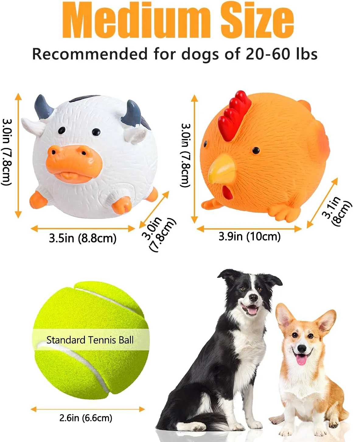 Dog Toys Squeaky, Interactive Latex Rubber Cute Animal Pet Toy Pack Squeak Balls for Puppy Small Medium Breed Dogs