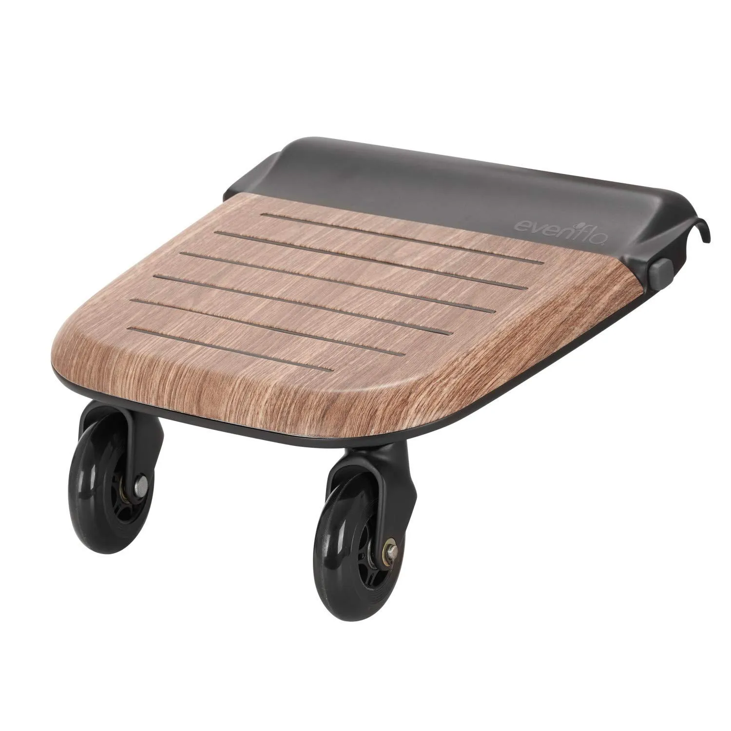 Evenflo Stroller Rider Board, Convenient Riding Options, Non-Skid Surface, Smooth-Ride Wheels, Easy to Use, Holds up to 50 Pounds, No Additional Parts Needed, Wood Grain - One Size