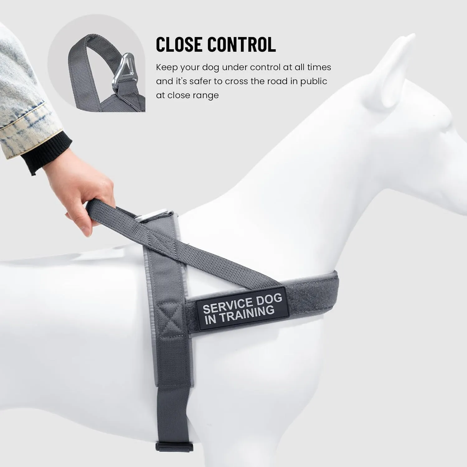 EXCELLENT ELITE SPANKER No Pull Dog Harness Padded Military Patrol K9 Vest Adjustable Nylon Small Service Walking Dog Harness with Handle for Training Running(Grey-S)