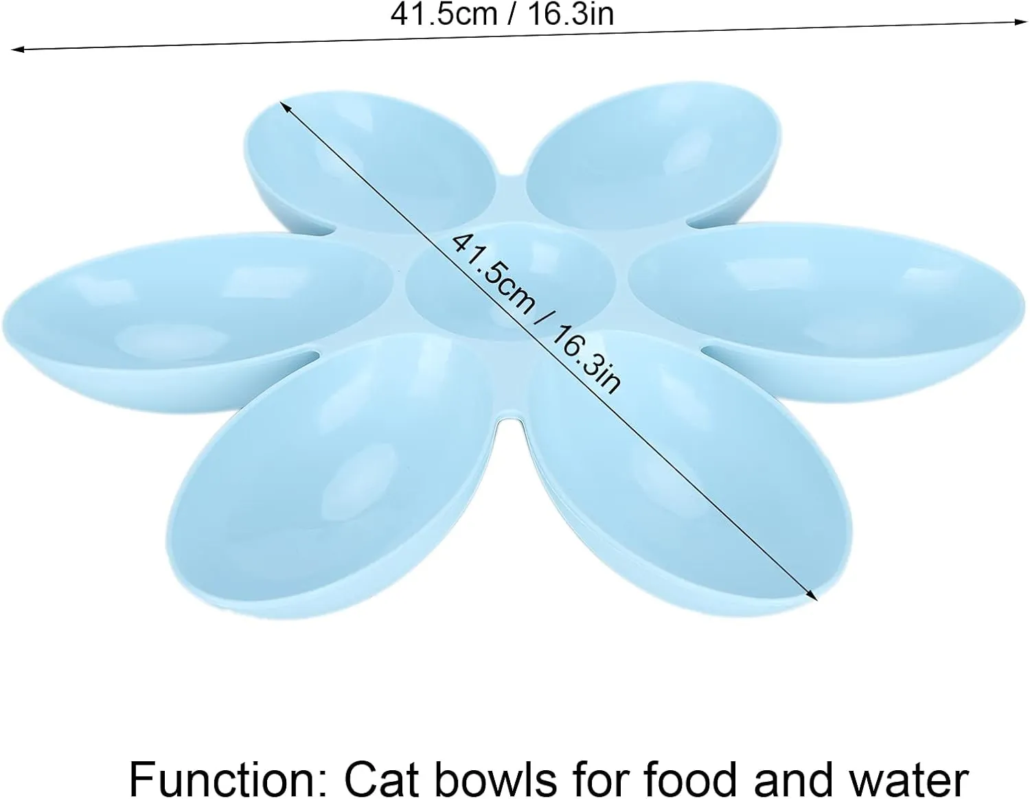 Flower Petals Shaped Cat Food Bowls, Dishes Multi Cat Feeder Cat Feeding Bowl Cat Food Water Container for Small Medium Dog Pets Puppy Kitten(Blue)