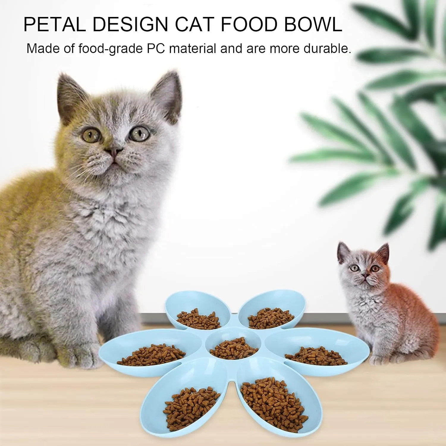 Flower Petals Shaped Cat Food Bowls, Dishes Multi Cat Feeder Cat Feeding Bowl Cat Food Water Container for Small Medium Dog Pets Puppy Kitten(Blue)