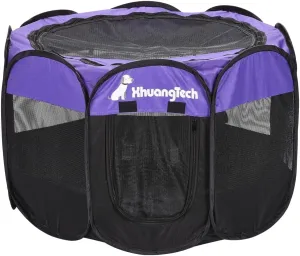 Foldable Pet Dog Playpen, Pop Up Portable Cat Playpen, Indoor/Outdoor for Kitten Puppy Play Pen, Cats Crate Tent with Carrying Bag, 600D Oxford (Purple   Black, Medium (31.5"x31.5"x23"), 8)