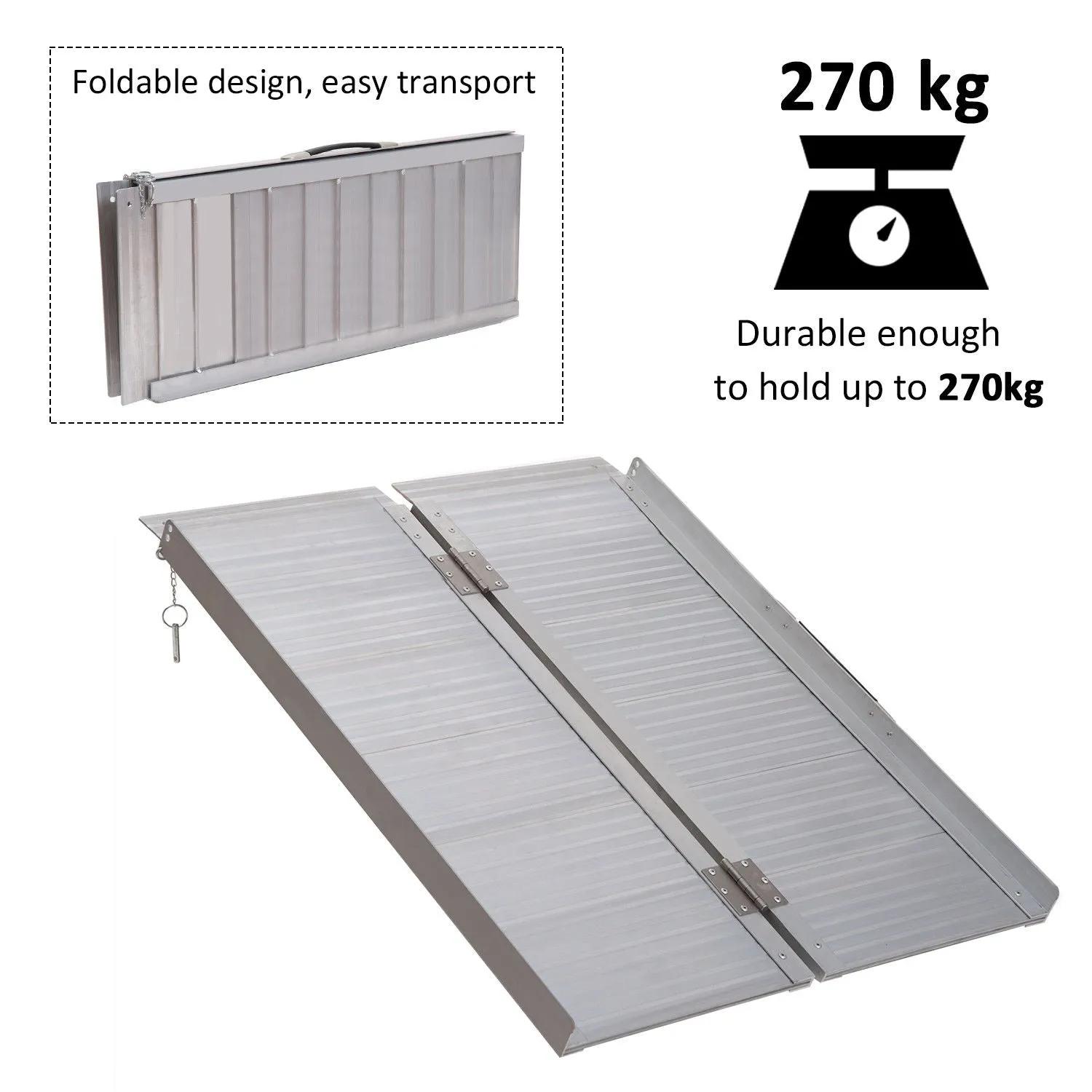 Folding Aluminum Ramp Wheelchairs/Scooters/Pet Mobility Ramp W/Handle 38.5"