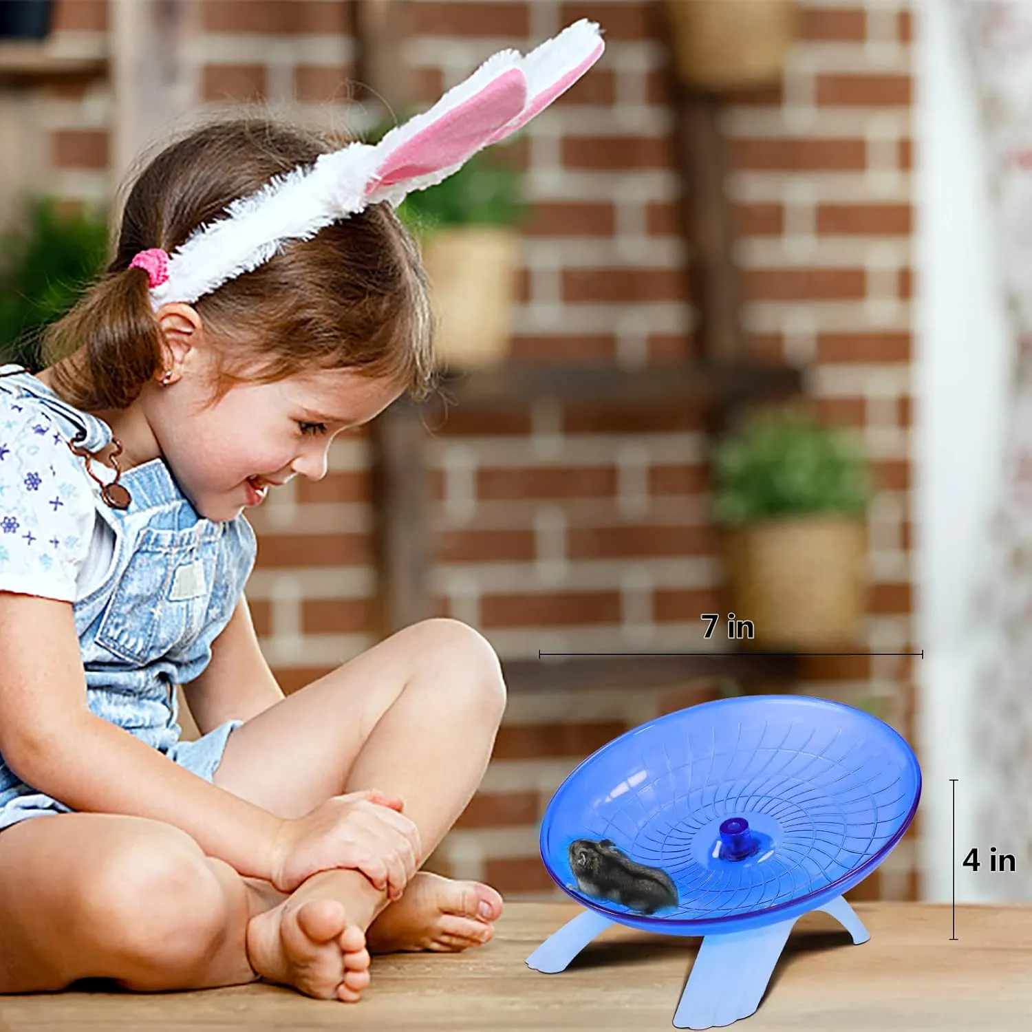 Hamster Wheel Silent Saucer Spinner/Quiet Exercise Flying Runner for Dwarf Hamster/Gerbil Rat/Hermit Crab Small Cage(Blue)