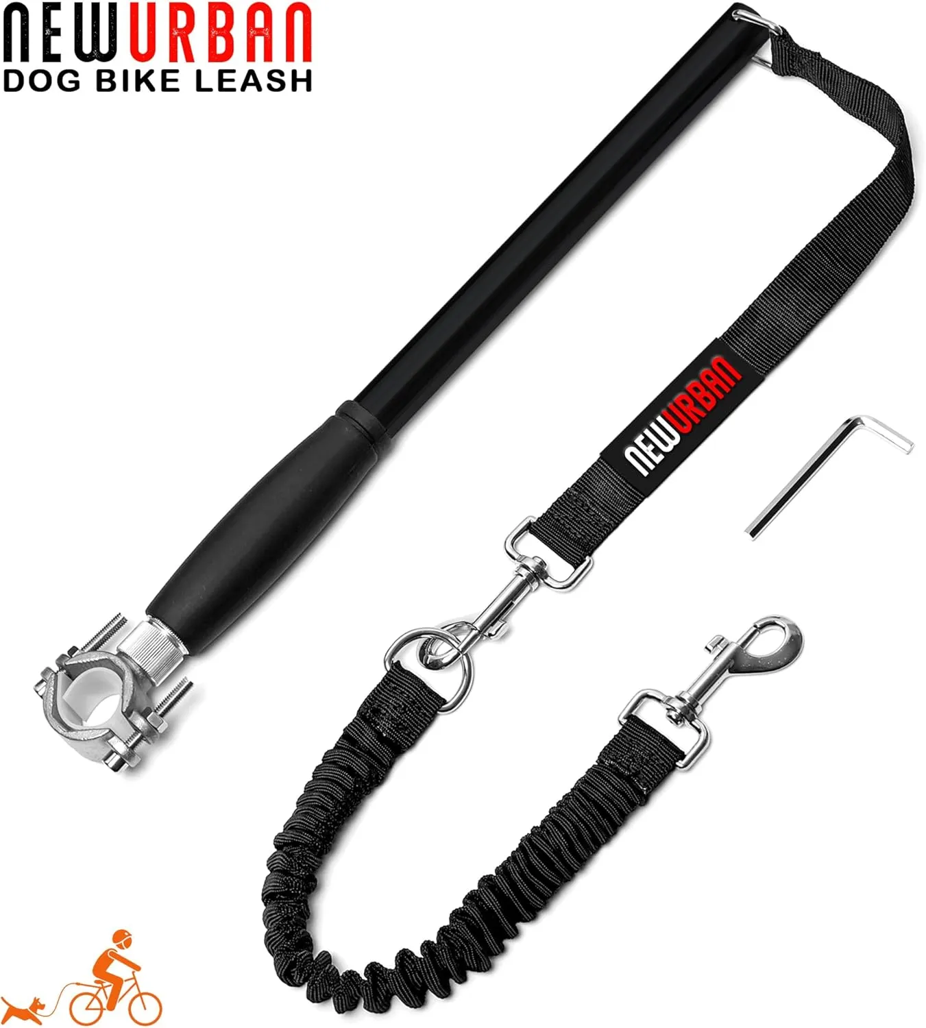 Hands Free Dog Bike Leash - Black and Black Handle - Dog Bike Attachment - Easy Installation and Removal - Lead for Exerciser, Training, Jogging, Cycling, Bicycle-Cruises and Outdoor - Safe with Pets