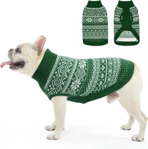 HOMIMP Dog Sweater Argyle - Warm Sweater Winter Clothes Puppy Soft Coat, Ugly Dog Sweater for Small Medium and Large Dogs, Pet Clothing Boy Girl, Green SM