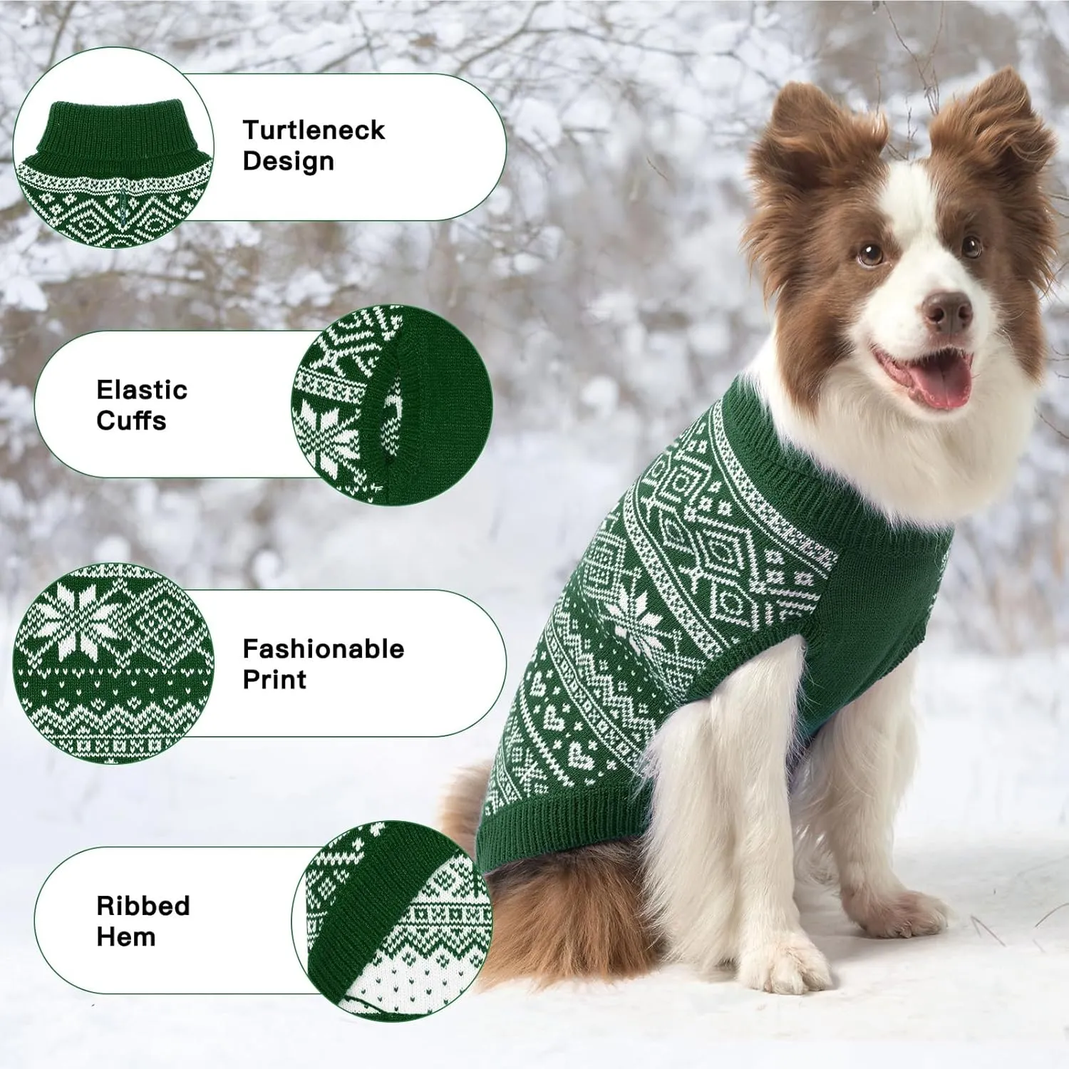 HOMIMP Dog Sweater Argyle - Warm Sweater Winter Clothes Puppy Soft Coat, Ugly Dog Sweater for Small Medium and Large Dogs, Pet Clothing Boy Girl, Green SM