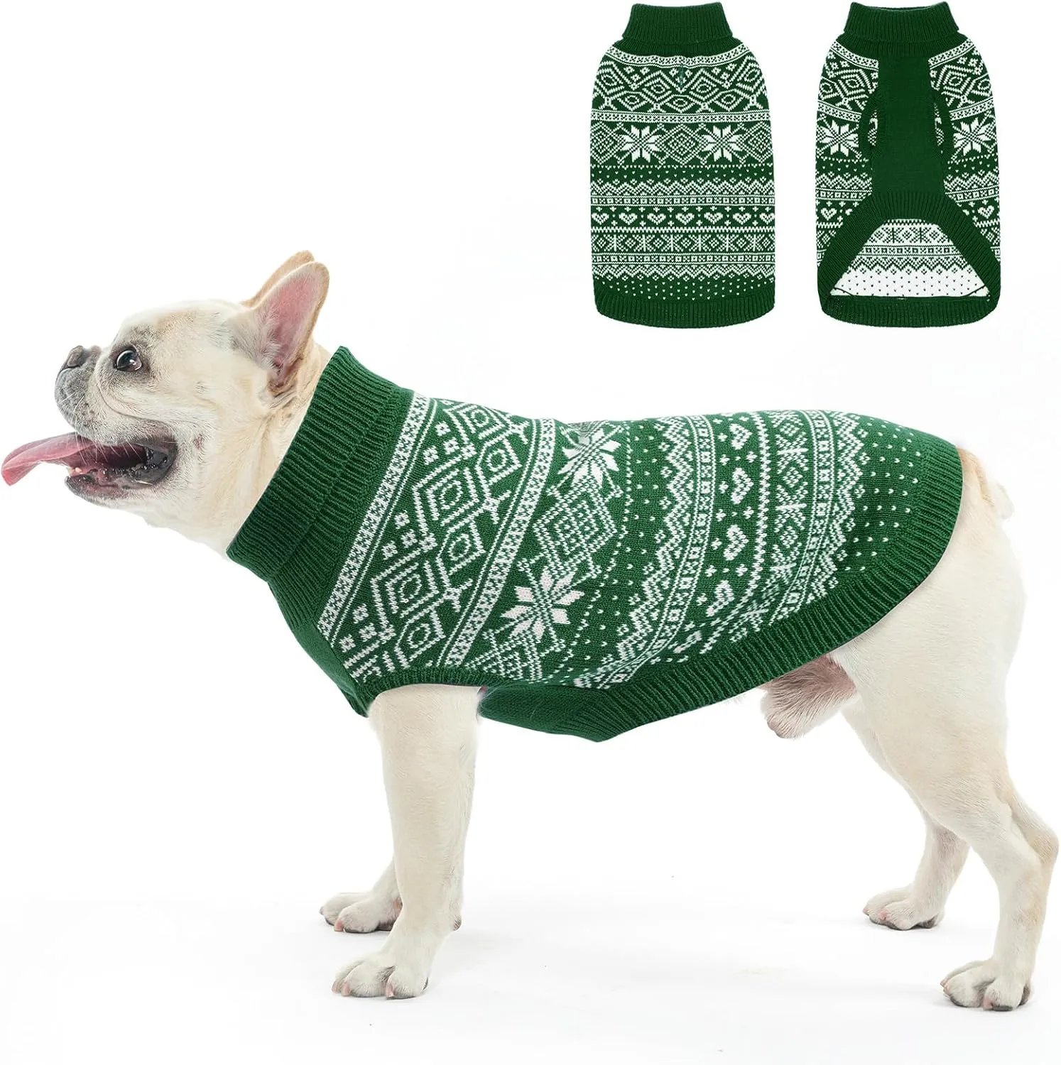 HOMIMP Dog Sweater Argyle - Warm Sweater Winter Clothes Puppy Soft Coat, Ugly Dog Sweater for Small Medium and Large Dogs, Pet Clothing Boy Girl, Green SM