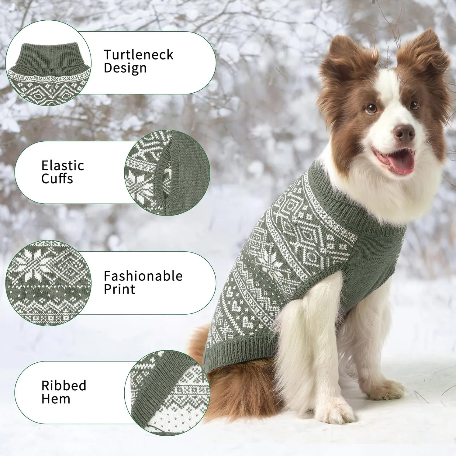 HOMIMP Dog Sweater Argyle - Warm Sweater Winter Clothes Puppy Soft Coat, Ugly Dog Sweater for Small Medium and Large Dogs, Pet Clothing Boy Girl, Grey S
