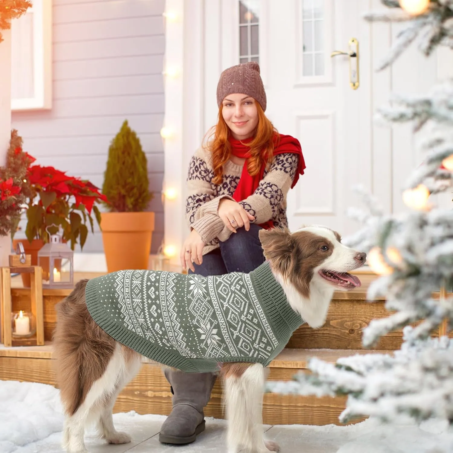 HOMIMP Dog Sweater Argyle - Warm Sweater Winter Clothes Puppy Soft Coat, Ugly Dog Sweater for Small Medium and Large Dogs, Pet Clothing Boy Girl, Grey S
