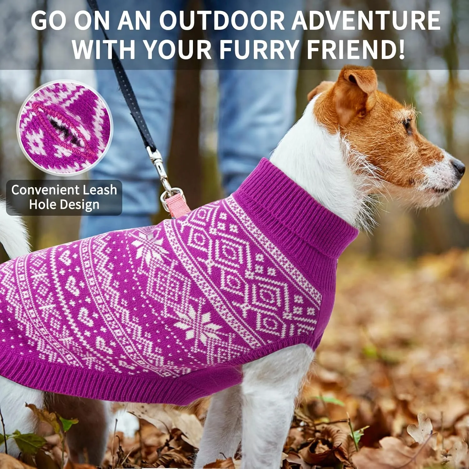 HOMIMP Dog Sweater Argyle - Warm Sweater Winter Clothes Puppy Soft Coat, Ugly Dog Sweater for Small Medium and Large Dogs, Pet Clothing Boy Girl, Purple S