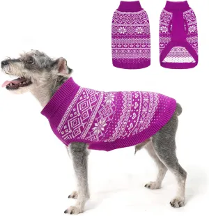 HOMIMP Dog Sweater Argyle - Warm Sweater Winter Clothes Puppy Soft Coat, Ugly Dog Sweater for Small Medium and Large Dogs, Pet Clothing Boy Girl, Purple S