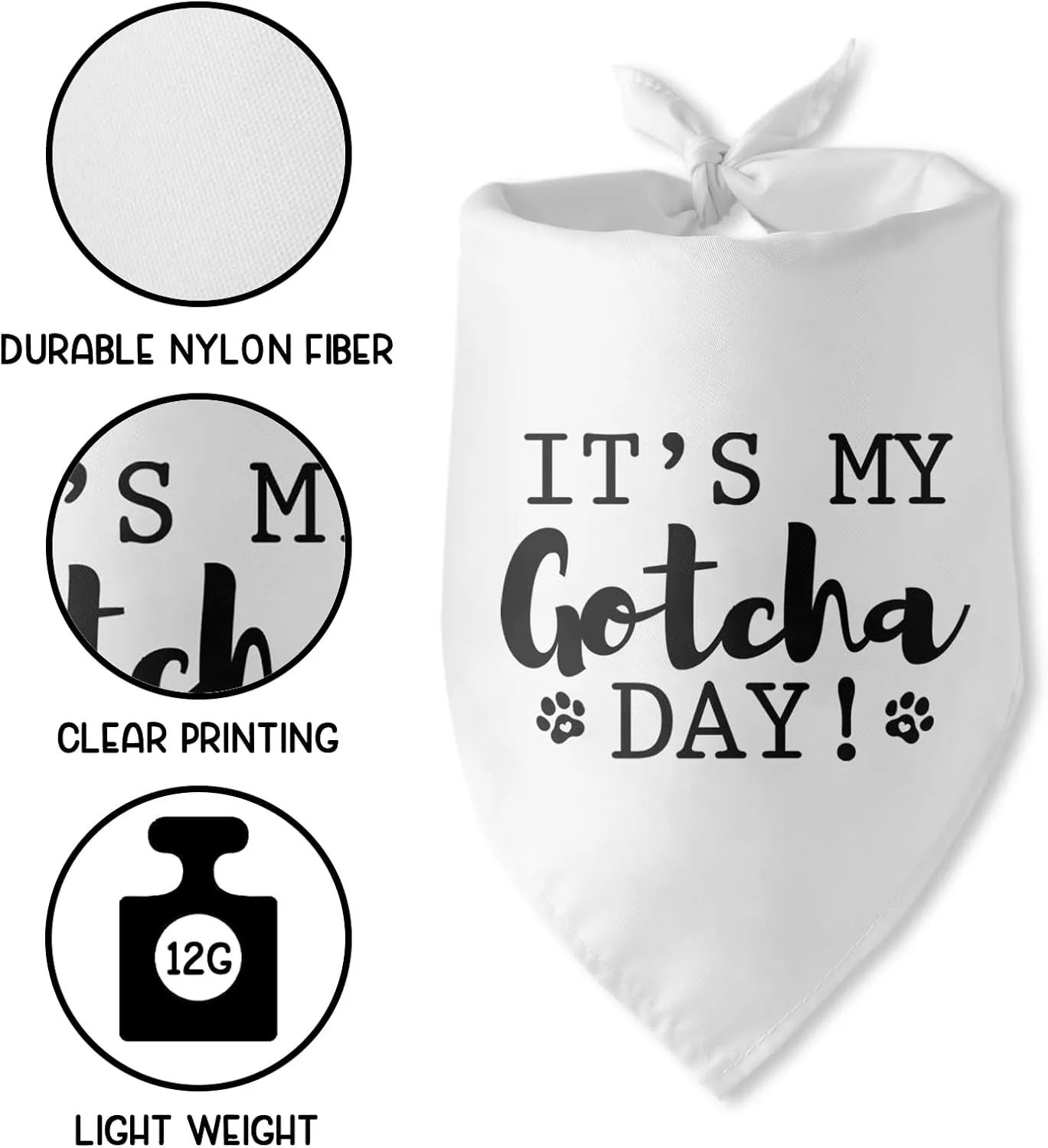 It's My Gotcha Day Dog Bandana - Adoption Day Photo Prop Scarf Accessories for Pet Lovers - Funny Puppy Gifts