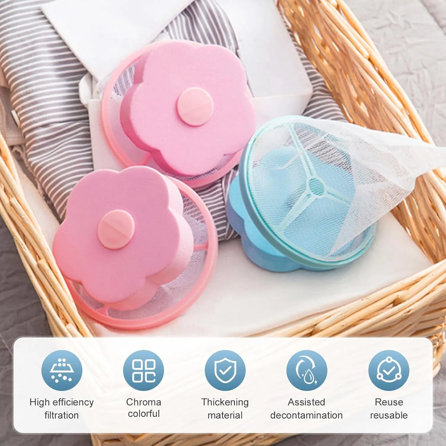 Laundry Hair Catcher, 2025 New Floating Hair Filtering Mesh Removal Pet Hair Remover for Laundry, Reusable Washer Hair Catcher Hair Filter Bag Lint Catcher for Washing Machine (Purple, 3pcs)