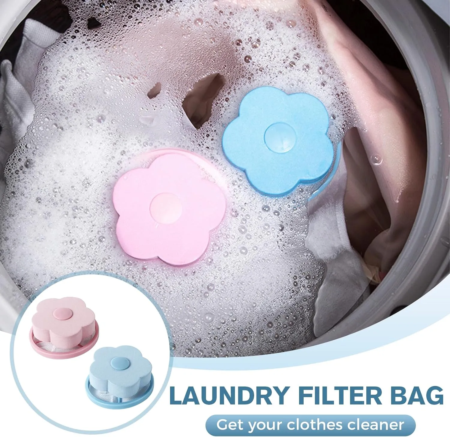 Laundry Hair Catcher, 2025 New Floating Hair Filtering Mesh Removal Pet Hair Remover for Laundry, Reusable Washer Hair Catcher Hair Filter Bag Lint Catcher for Washing Machine (Purple, 3pcs)