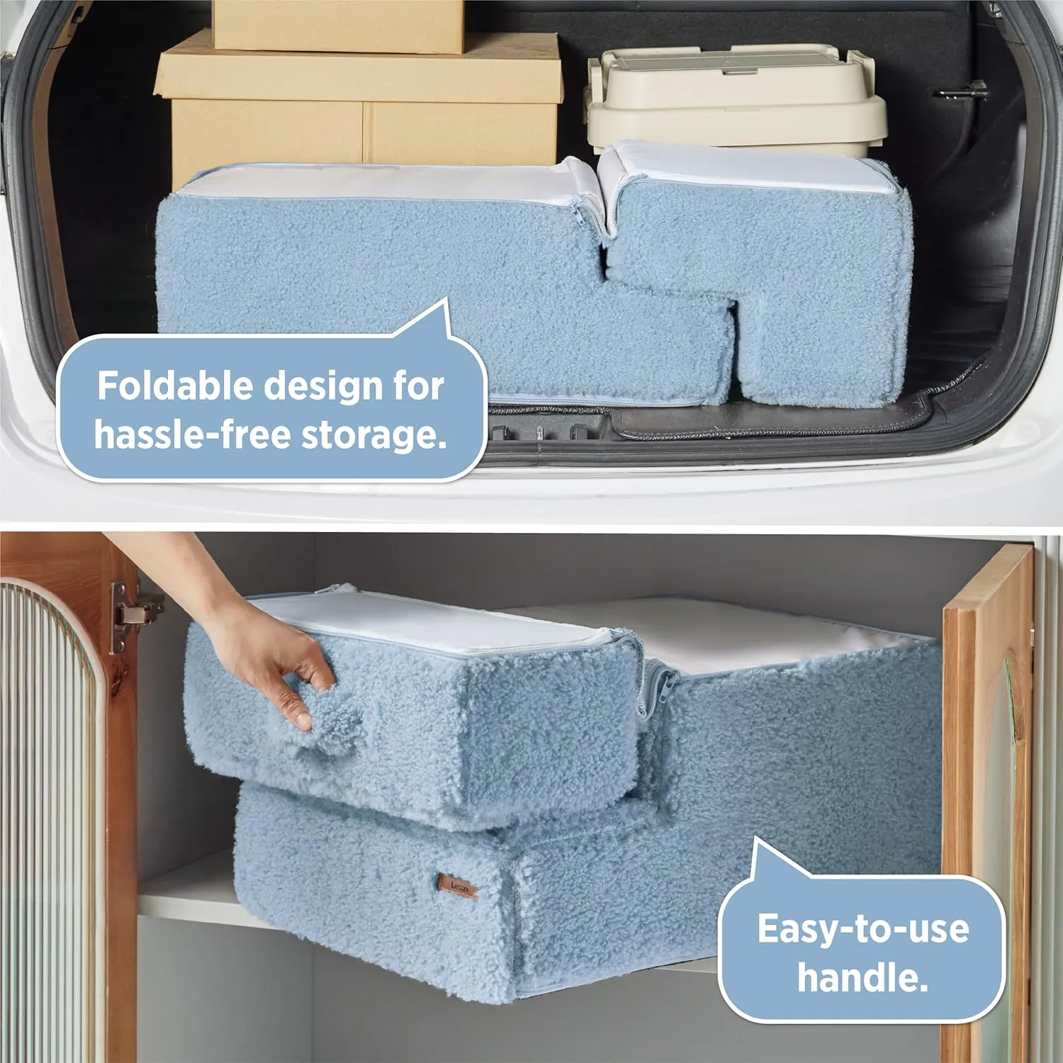 Lesure Dog Stairs for Small Dogs and Cats Foldable Pet Steps for High Beds and Couch with CertiPUR-US Certified Foam and Non-Slip Bottom, Blue, 4 Steps