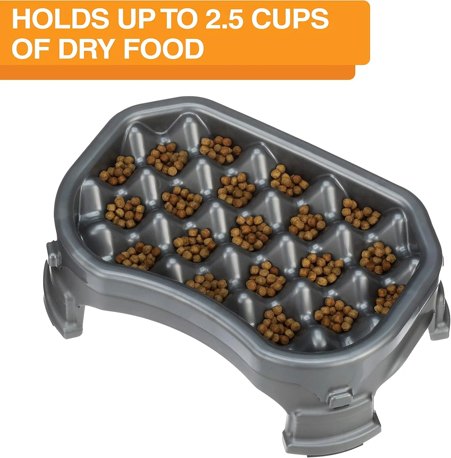 Neater Pet Brands  Neater Raised Slow Feeder Dog Bowl  Elevated and Adjustable Food Height - (2.5 Cup, Gunmetal)