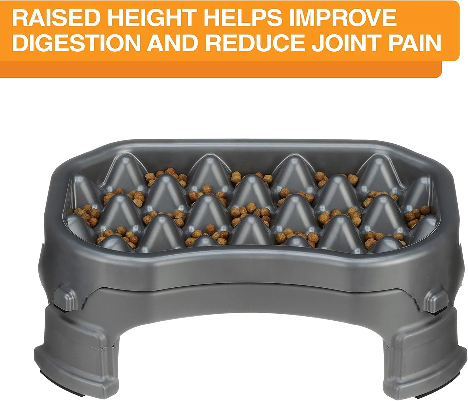 Neater Pet Brands  Neater Raised Slow Feeder Dog Bowl  Elevated and Adjustable Food Height - (2.5 Cup, Gunmetal)