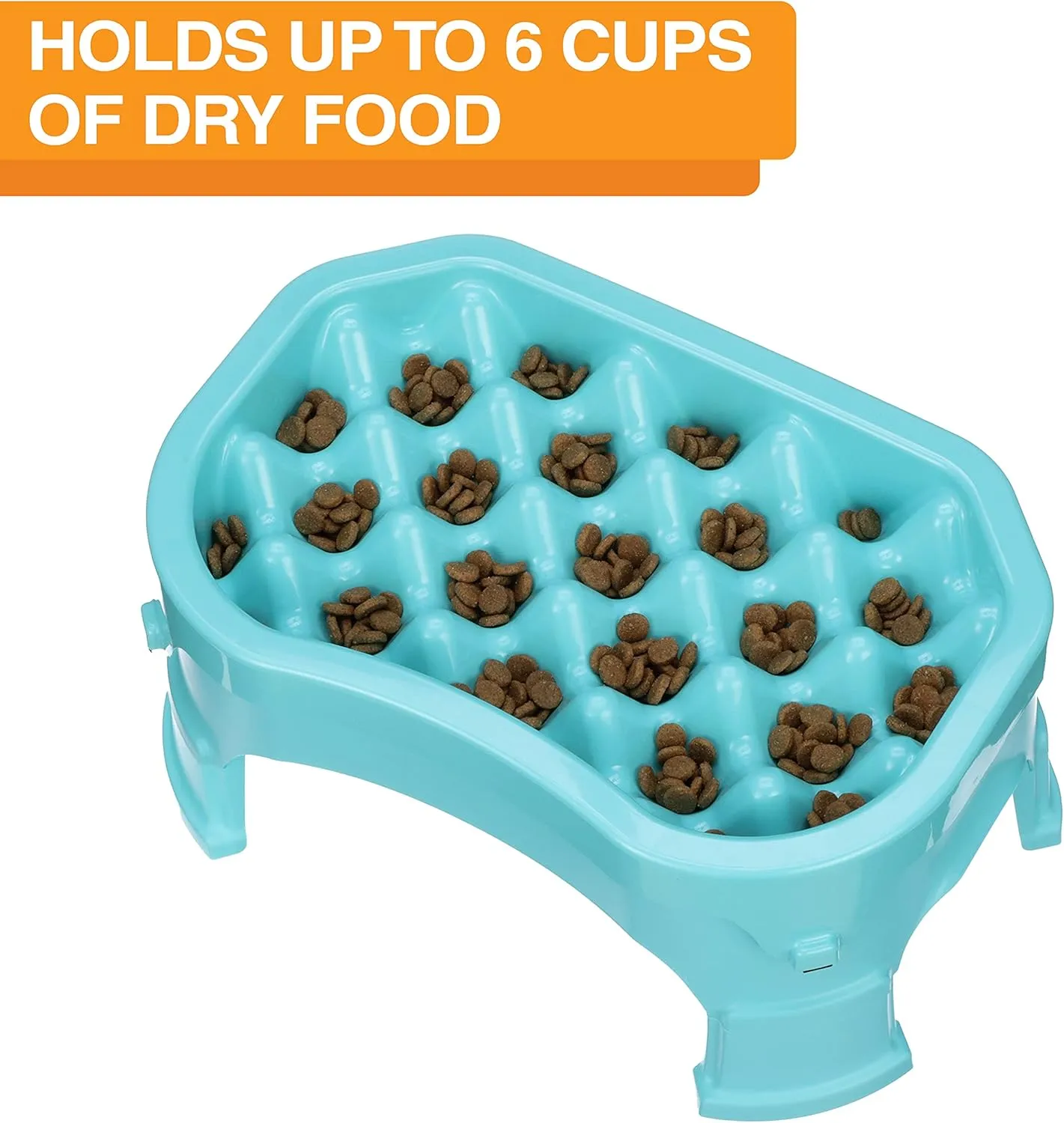 Neater Pet Brands  Neater Raised Slow Feeder Dog Bowl  Elevated and Adjustable Food Height - (6 Cup, Aquamarine)