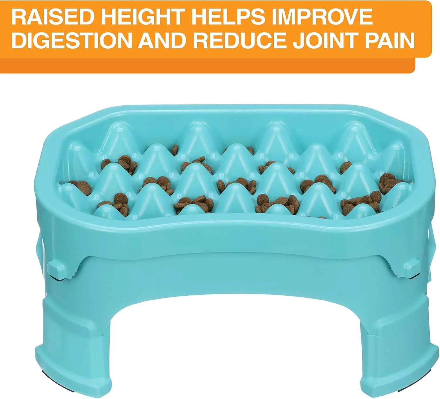 Neater Pet Brands  Neater Raised Slow Feeder Dog Bowl  Elevated and Adjustable Food Height - (6 Cup, Aquamarine)