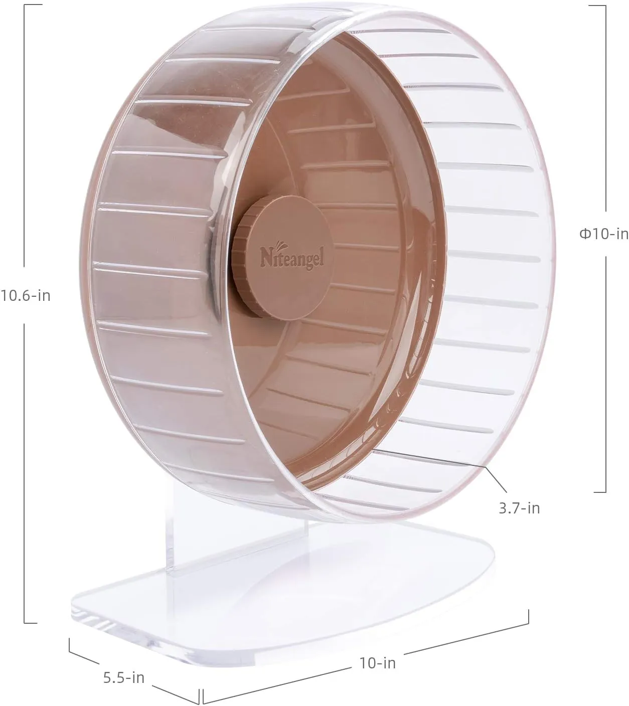 Niteangel Super-Silent Hamster Exercise Wheels: - Quiet Spinner Hamster Running Wheels with Adjustable Stand for Hamsters Gerbils Mice Or Other Small Animals (M, Brown)
