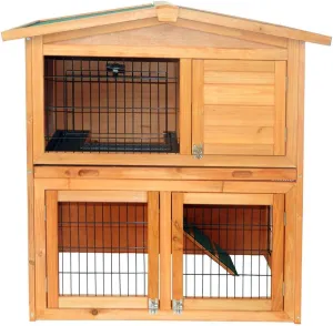 Outdoor Wooden Chicken Coop,Multi-Level Hen House, WaterproofPet Rabbit Hutch Chiken Coop Cage Hen House Poultry Cage with Ramps, Run, Nesting Box, Wire Fence (40)