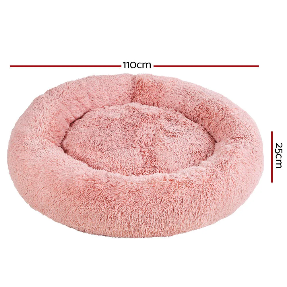 Pet Bed Dog Cat Calming Bed Extra Large 110cm - Pink Sleeping Comfy Washable