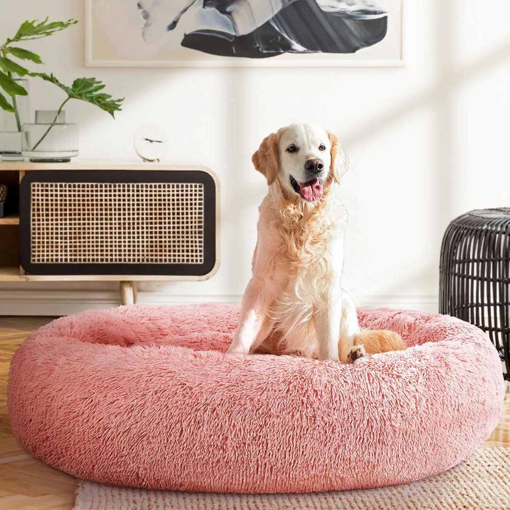 Pet Bed Dog Cat Calming Bed Extra Large 110cm - Pink Sleeping Comfy Washable