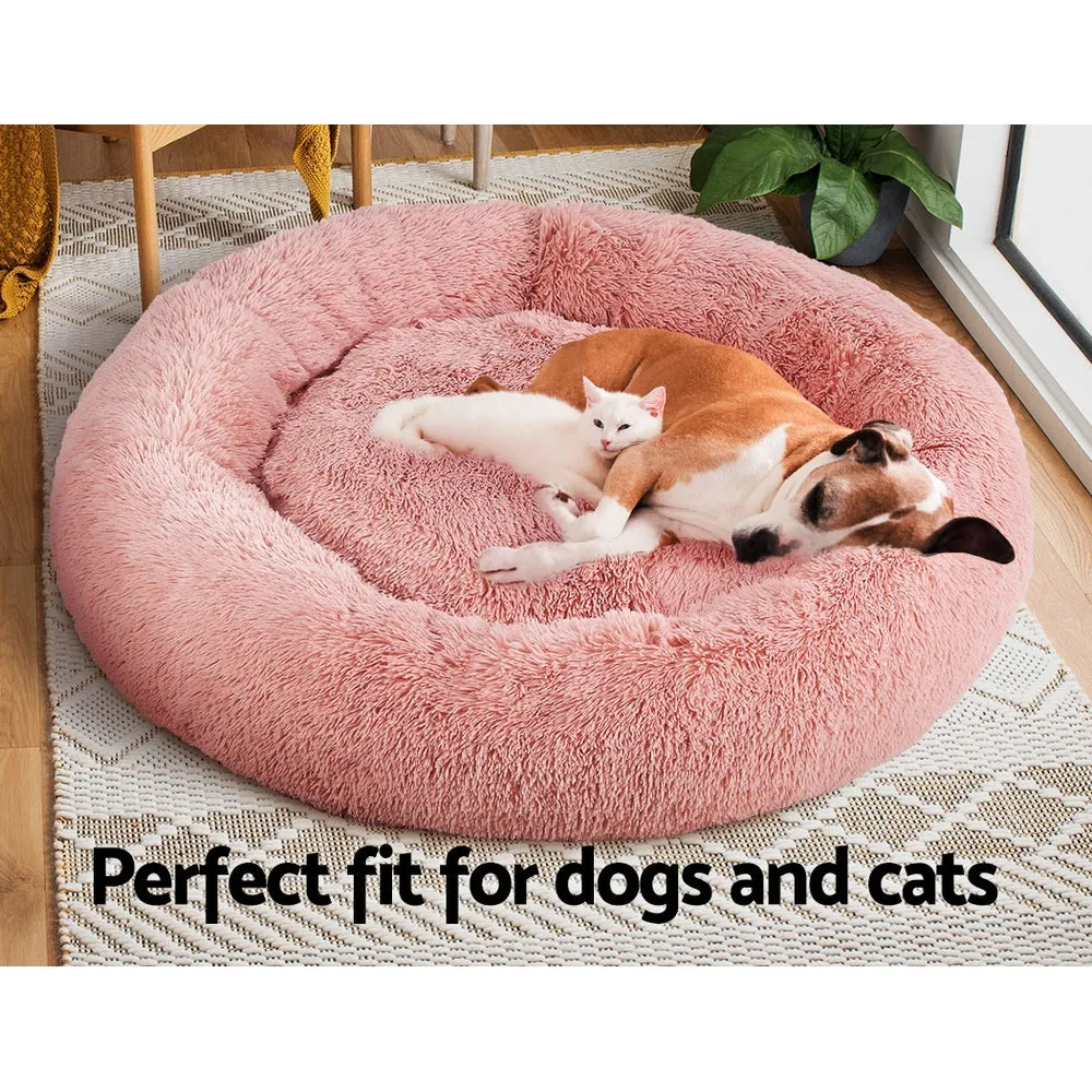 Pet Bed Dog Cat Calming Bed Extra Large 110cm - Pink Sleeping Comfy Washable