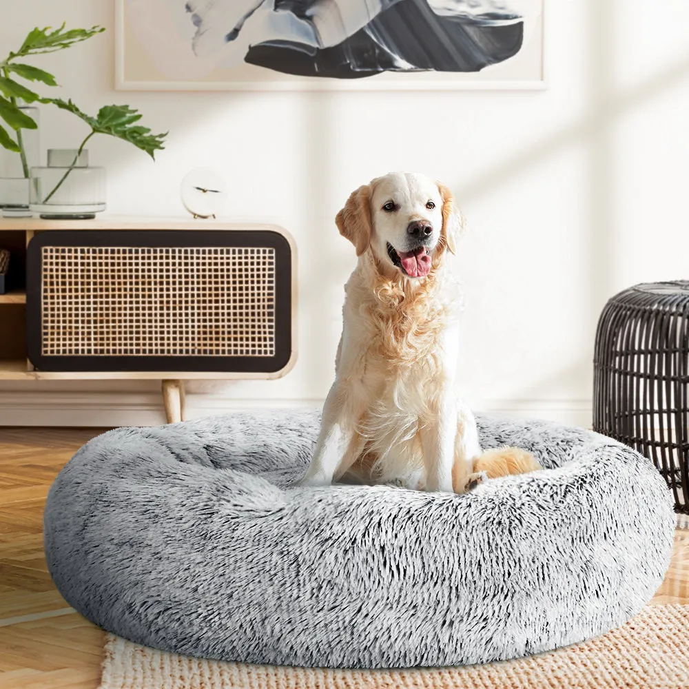Pet Bed Dog Cat Calming Bed Large 90cm Charcoal Sleeping Comfy Cave Washable