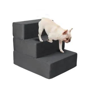 Pet Stairs 3 Step Ramp Portable Adjustable Climbing Ladder Soft Washable