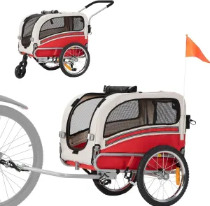 Sepnine 2 in1 Pet Bicycle Trailer with a 6" Stroller Wheel Suitable for Small and Medium Dogs, Carrier Up to 66 LBS, Easy Folding Cart Frame, Quick Release Wheel, Universal Bicycle Coupler