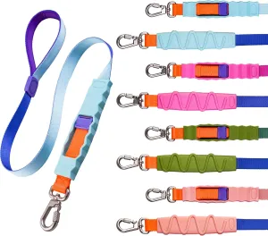 Shock Absorbing Dog Leash, Bungee Dog Leash with Swivel Lockable Hook & Padded Handle, No-Pull Lead for All Dog Sizes - Enhances Safety & Comfort for Outdoor Walks (Blue, Geo Leash)